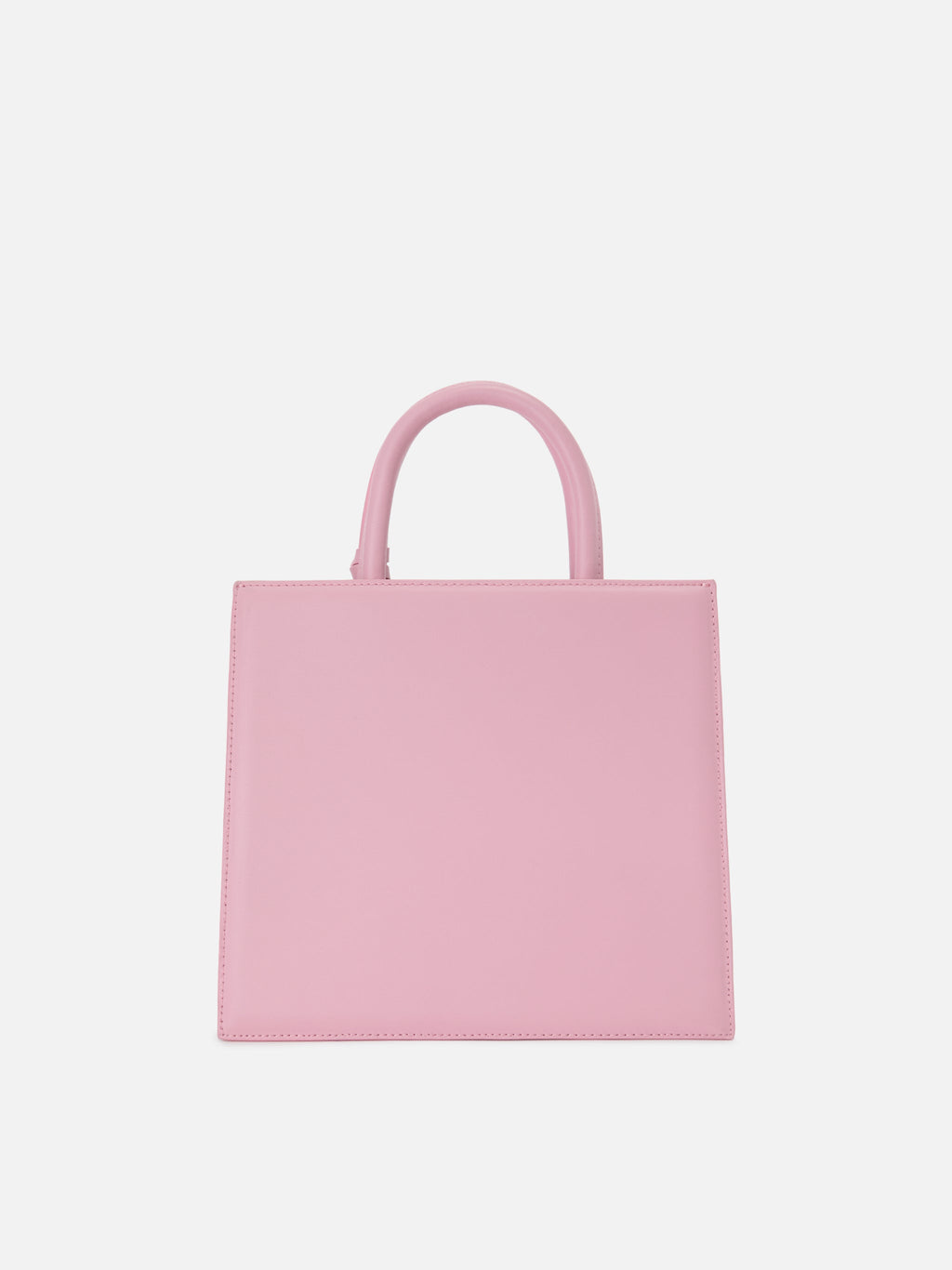 Borsa Shop Midi strutturata in pelle liscia rosa con targhetta metallica