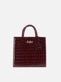 Borsa Shop Bag Midi stampa coccodrillo bordeaux