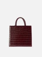 Borsa Shop Bag Midi stampa coccodrillo bordeaux