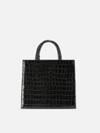 Borsa Shop Bag Midi stampa coccodrillo nera