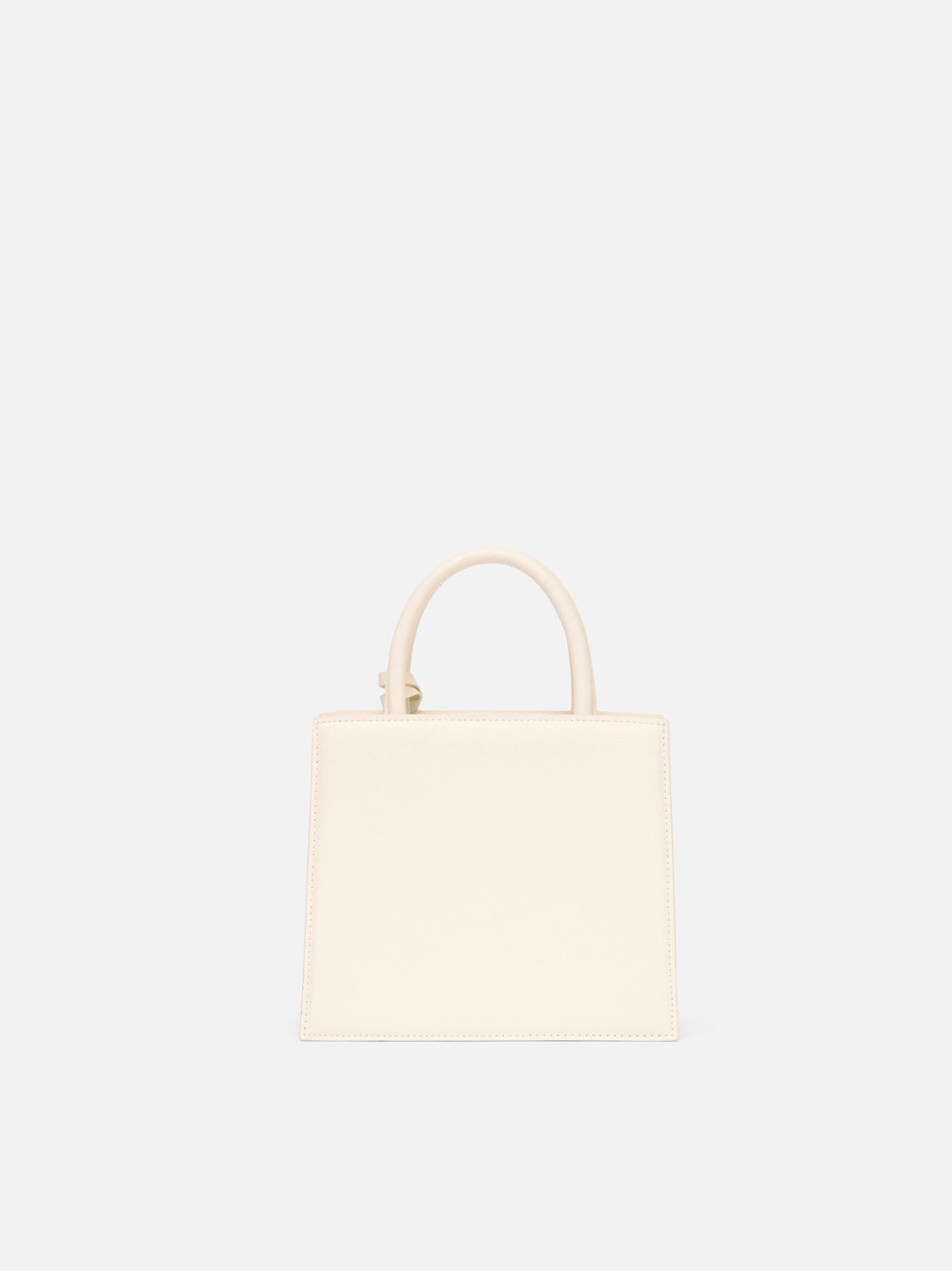 Borsa Shop mini strutturata in pelle liscia bianca con targhetta metallica