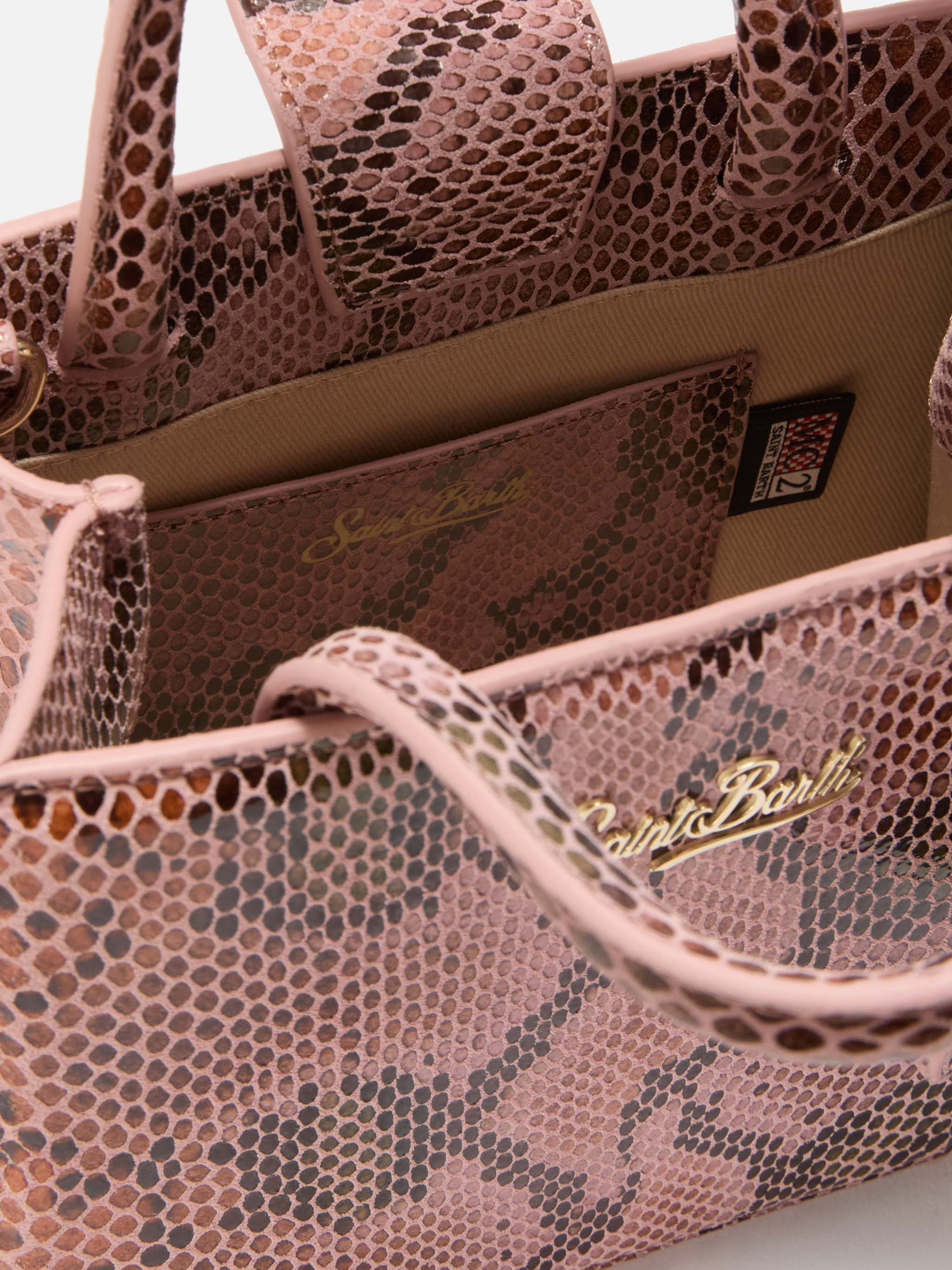 Borsa Shop Bag Mini stampa pitone rosa