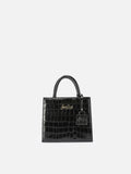 Borsa a mano Shop Bag Mini in pelle stampa cocco nera