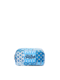 Soft Pouch trapuntata con fiori blu