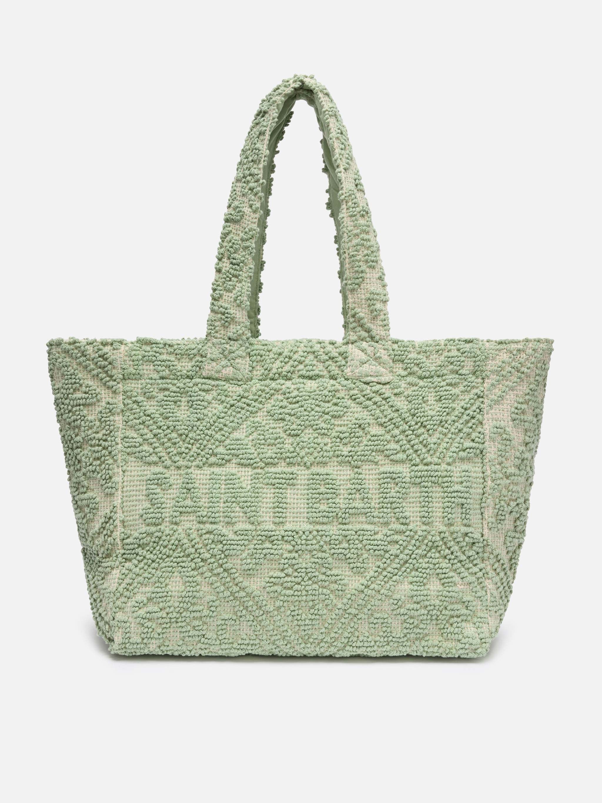 Tufting Cotton Tote Bag verde salvia