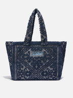 Tufting Cotton Tote Bag blu navy