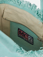 Borsa Mini Vanity in canvas di cotone verde acqua