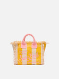 Borsa Mini Vanity in canvas di cotone con stampa a righe