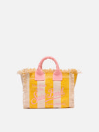 Borsa Mini Vanity in canvas di cotone con stampa a righe