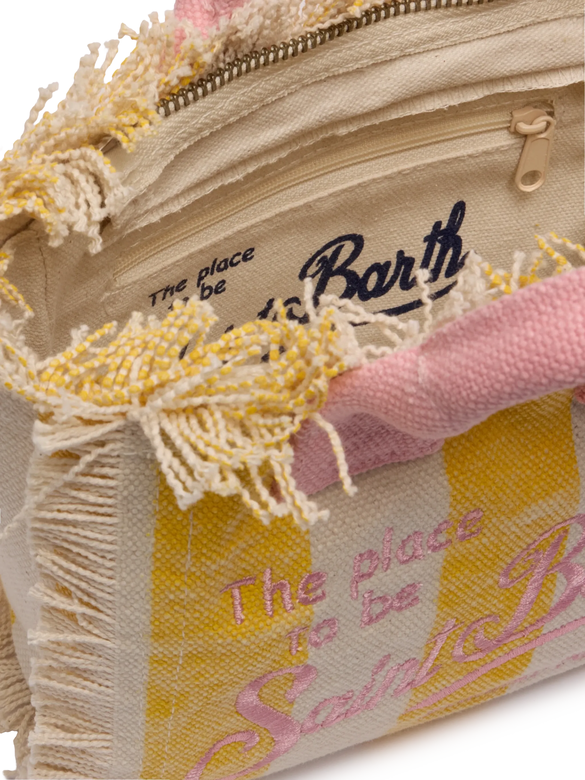 Borsa Mini Vanity in canvas di cotone con stampa a righe