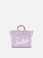 Borsa Vanity mini in canvas lilla tinta unita
