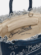Borsa Mini Vanity in canvas di cotone indaco