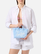 Borsa Vanity mini in tessuto effetto spugna con conchiglie in rilievo