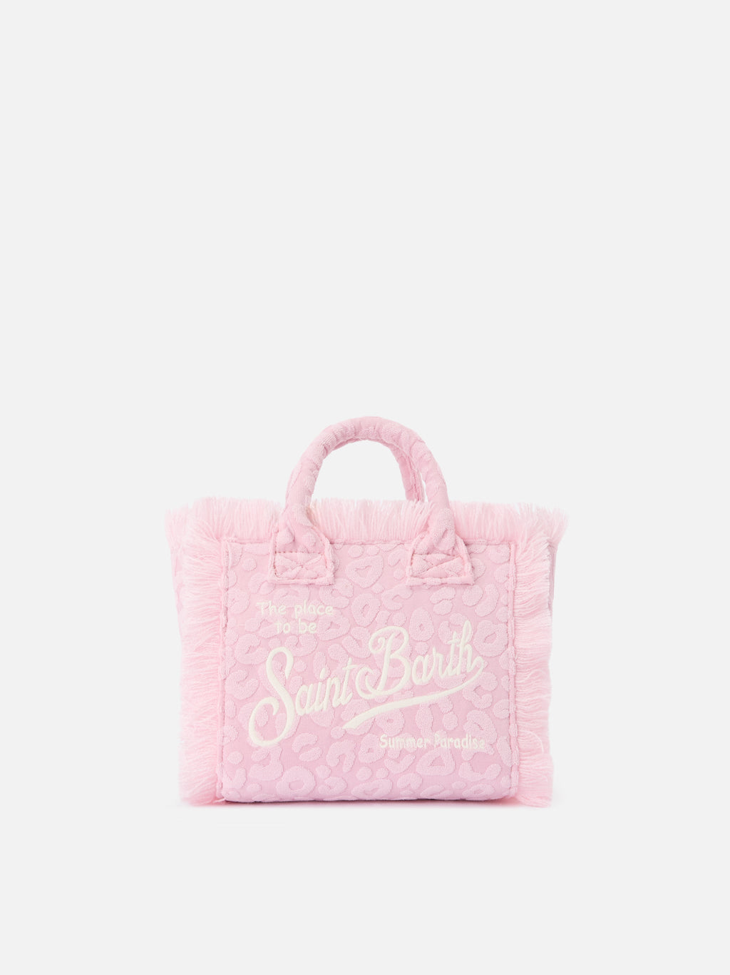 Borsa Vanity mini in tessuto effetto spugna con leopardato in rilievo