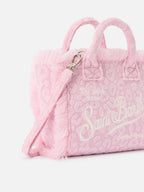 Borsa Vanity mini in tessuto effetto spugna con leopardato in rilievo