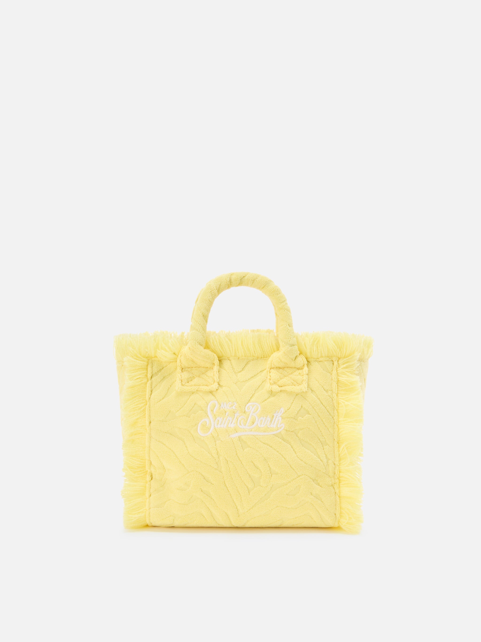 Borsa Vanity mini in tessuto effetto spugna con zebrato in rilievo