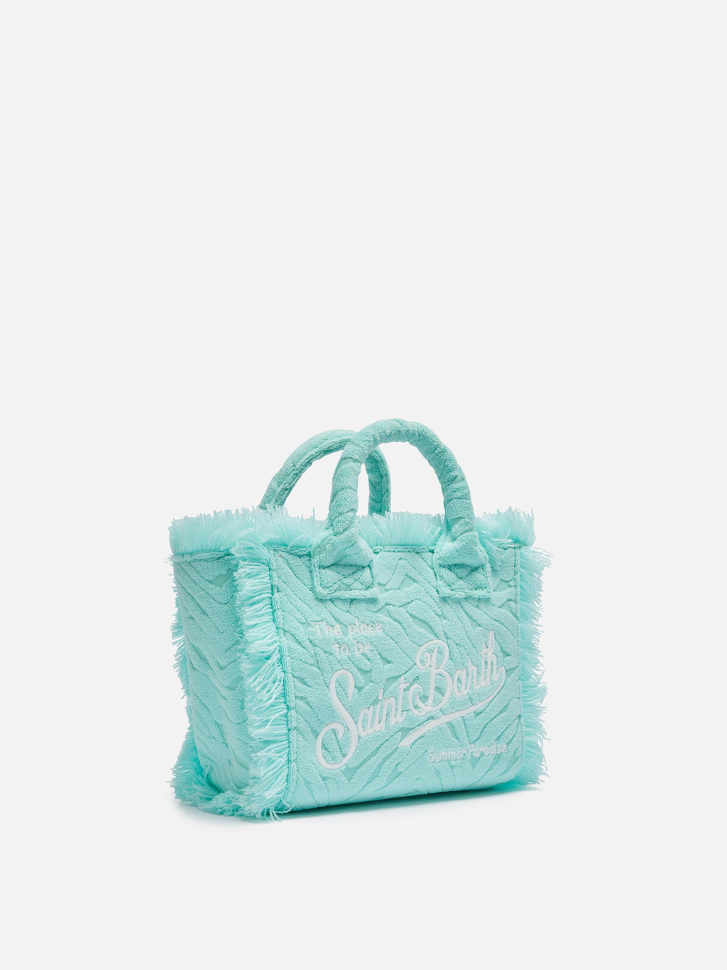 Mini Vanity Sponge Bag con stampa zebrata verde acqua in rilievo