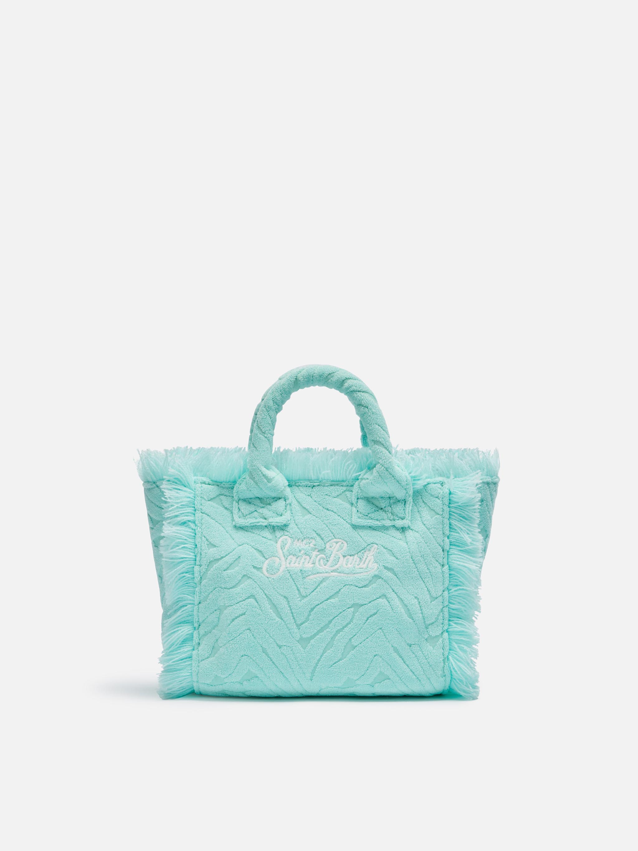 Mini Vanity Sponge Bag con stampa zebrata verde acqua in rilievo