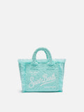 Mini Vanity Sponge Bag con stampa zebrata verde acqua in rilievo
