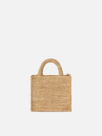 Borsa Vanity mini in raffia con logo ricamato