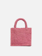 Borsa Mini Vanity in rafia rosa con ricamo Saint Barth