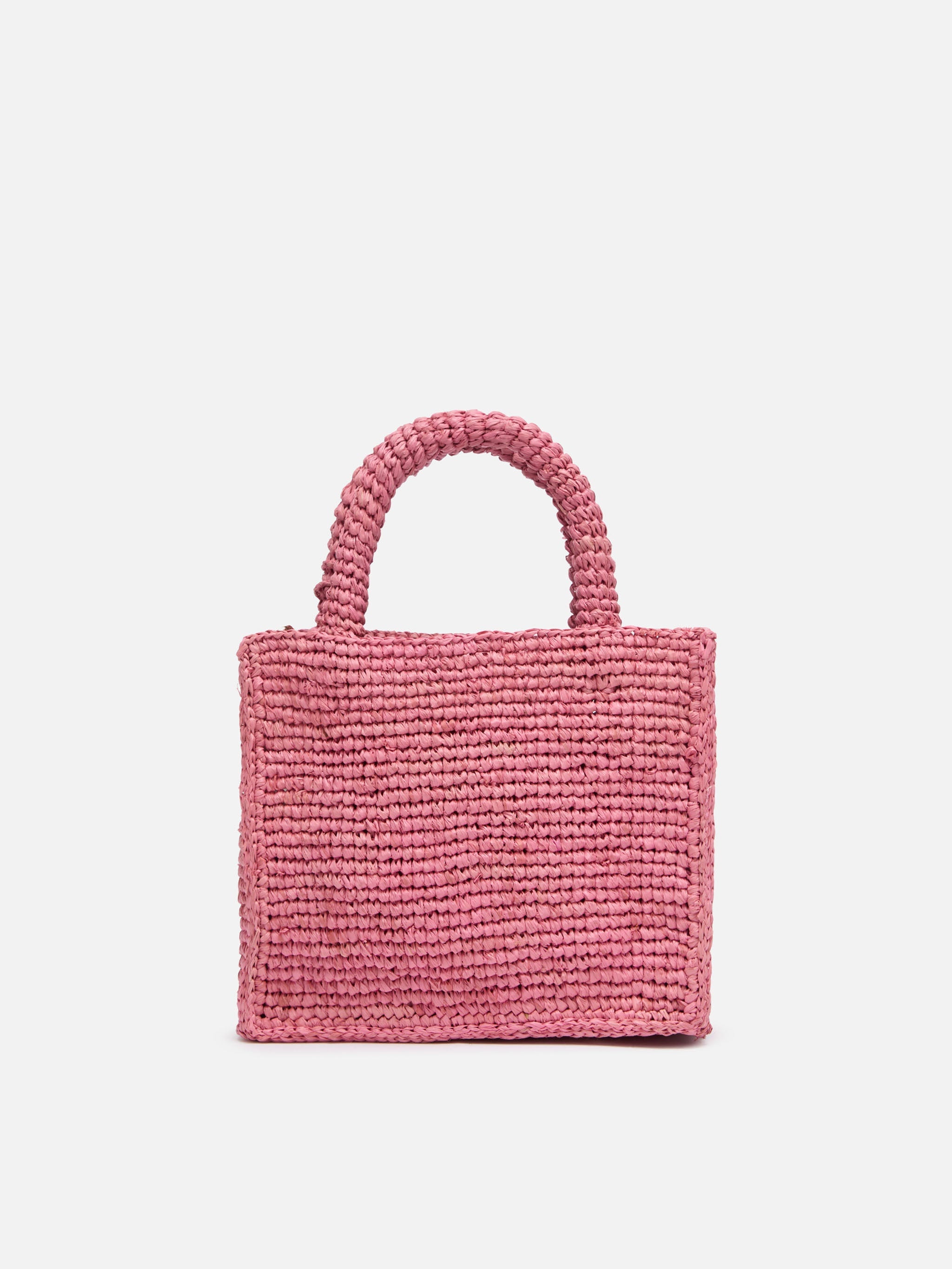 Borsa Mini Vanity in rafia rosa con ricamo Saint Barth