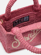 Borsa Mini Vanity in rafia rosa con ricamo Saint Barth