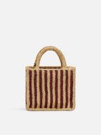 Borsa Mini Vanity Rafia con stampa a righe