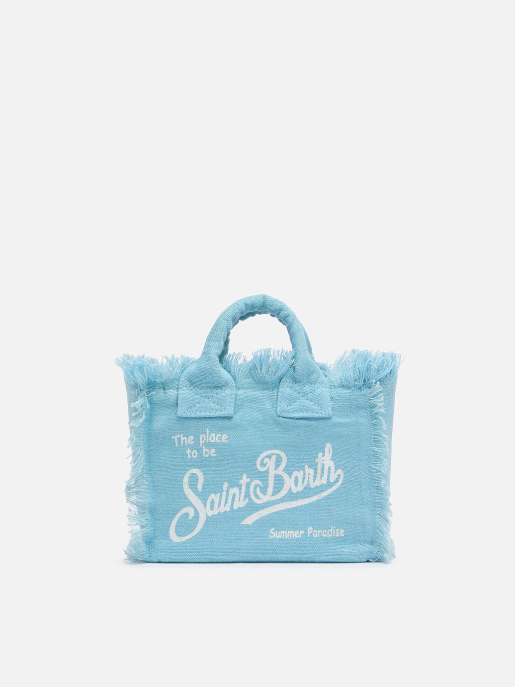 Borsa Mini Vanity in 100% LINO azzurro