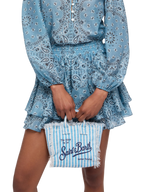 Borsa Mini Vanity in 100% LINO con stampa a righe