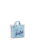 Borsa Mini Vanity in 100% LINO con stampa a righe