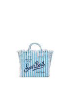 Borsa Mini Vanity in 100% LINO con stampa a righe