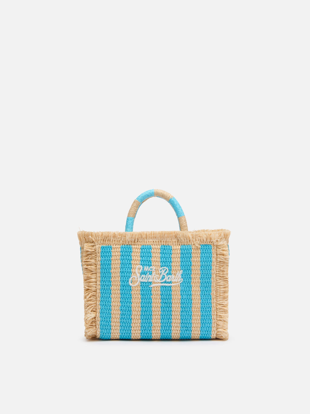 Borsa Mini Vanity effetto paglia con stampa a righe