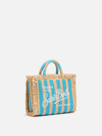 Borsa Mini Vanity effetto paglia con stampa a righe