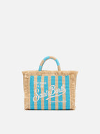 Borsa Mini Vanity effetto paglia con stampa a righe