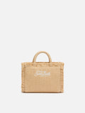 Borsa Mini Vanity beige effetto paglia