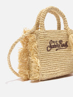 Borsa Vanity mini in raffia con frange laterali