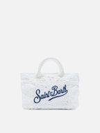 Borsa Vanity mini volant in cotone sangallo bianca