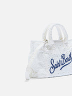 Borsa Vanity mini volant in cotone sangallo bianca