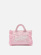 Borsa Vanity mini volant in cotone sangallo rosa