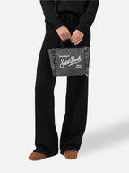 Borsa Vanity Mini Wool spigata nero e grigio