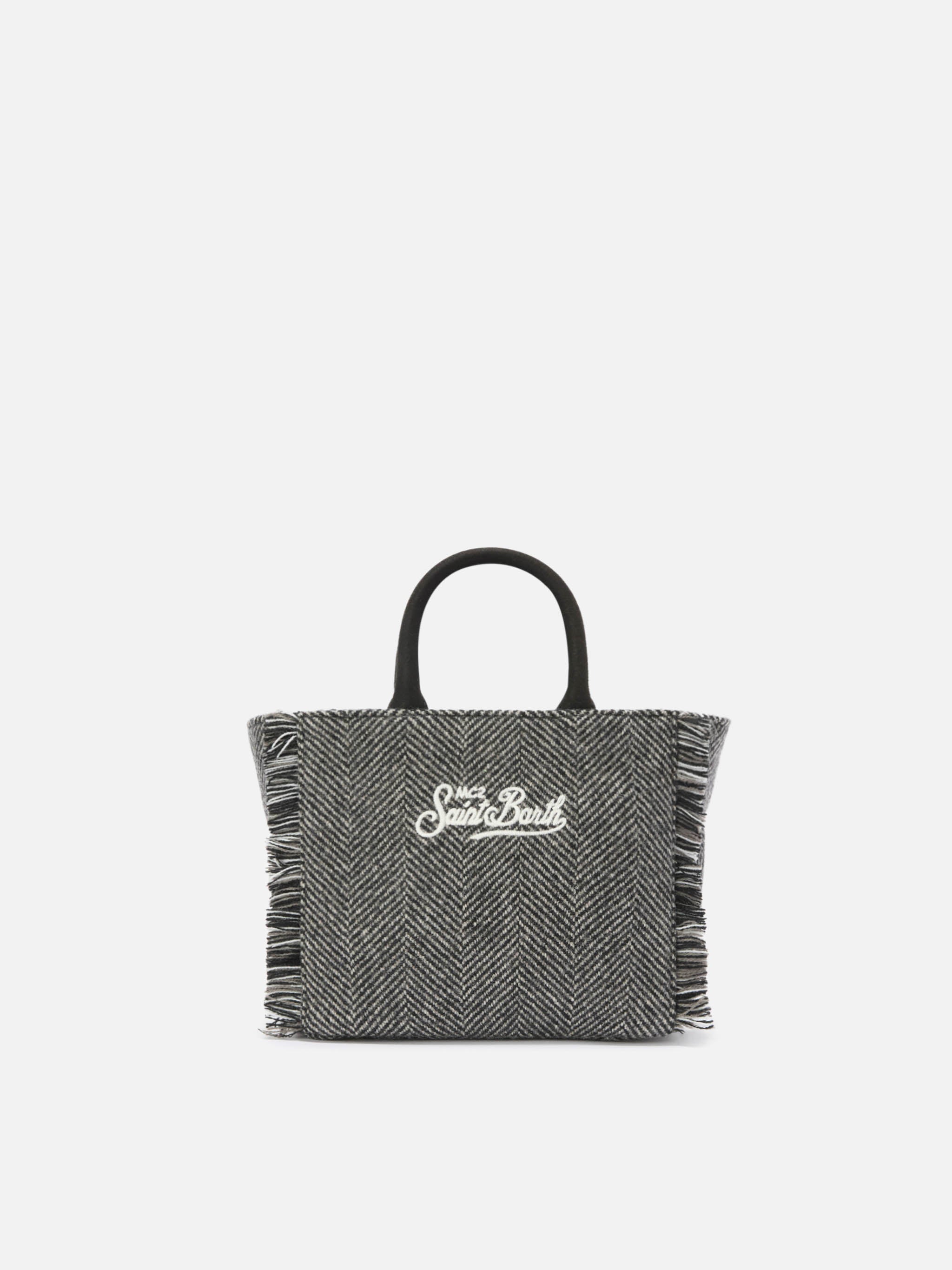 Borsa Vanity Mini Wool spigata nero e grigio