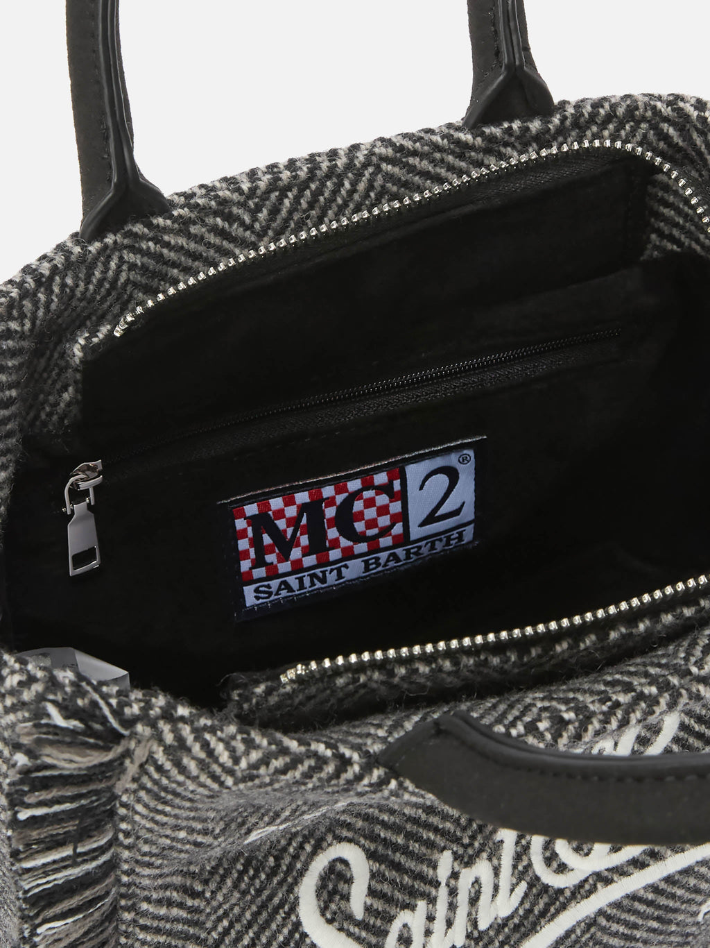 Borsa Vanity Mini Wool spigata nero e grigio