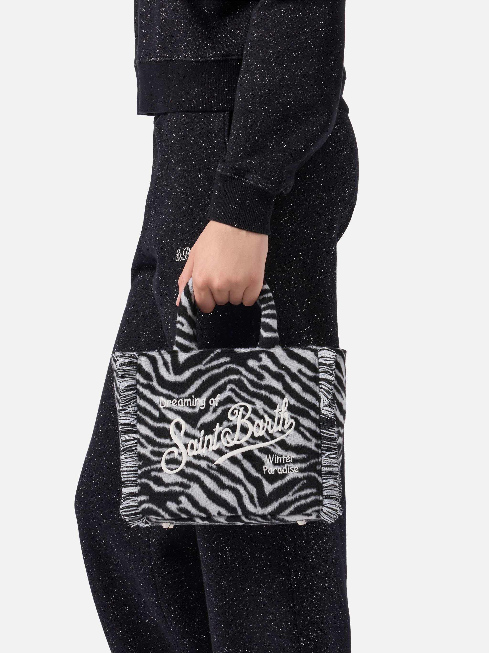 Borsa Vanity Mini Felt stampa zebra