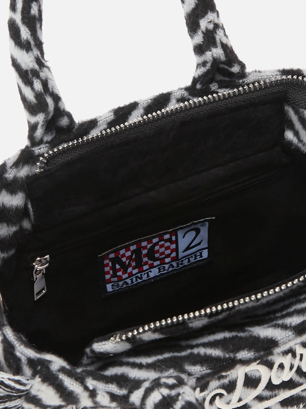Borsa Vanity Mini Felt stampa zebra