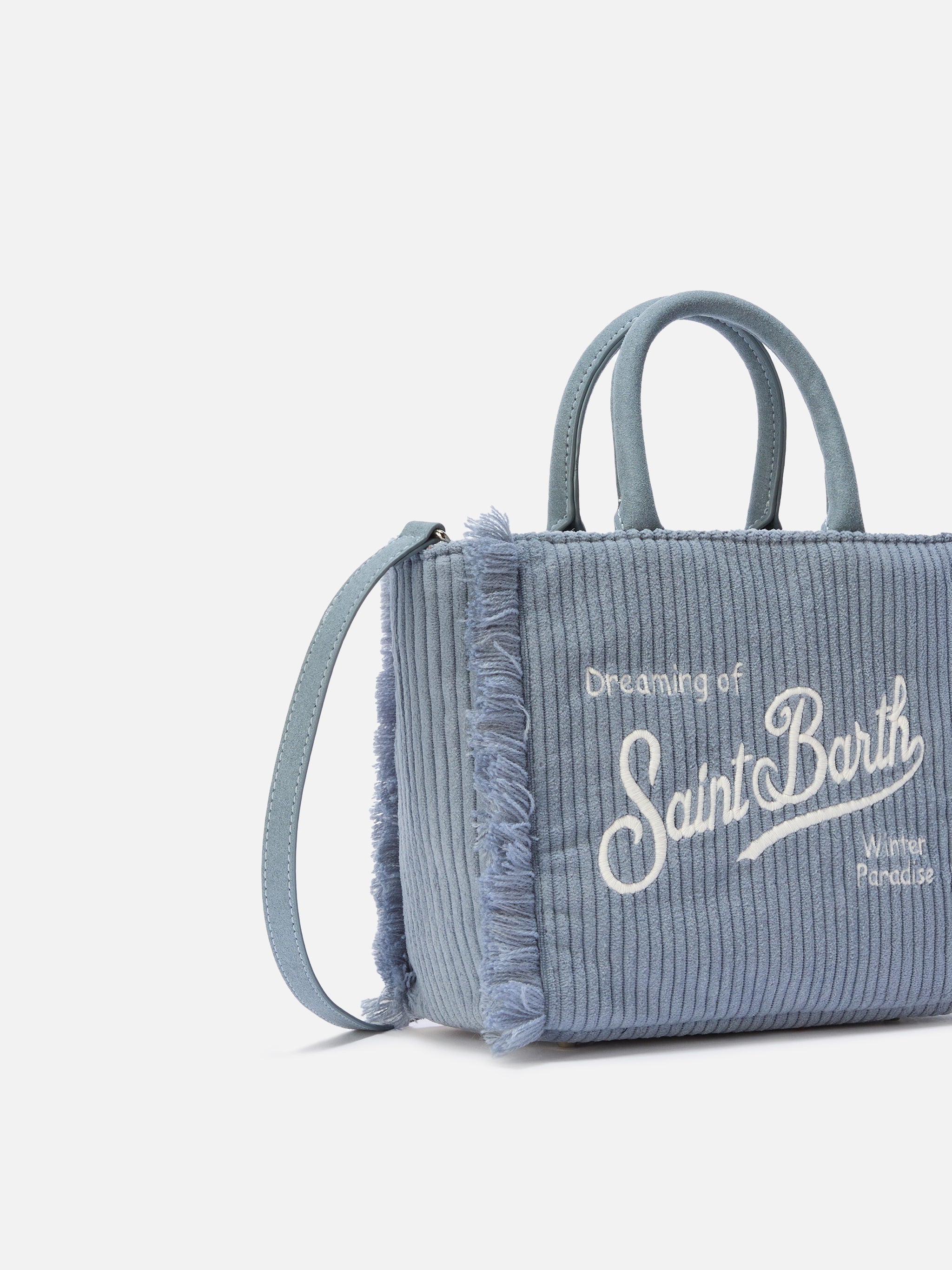 Borsa Vanity Mini Corduroy azzurro polvere
