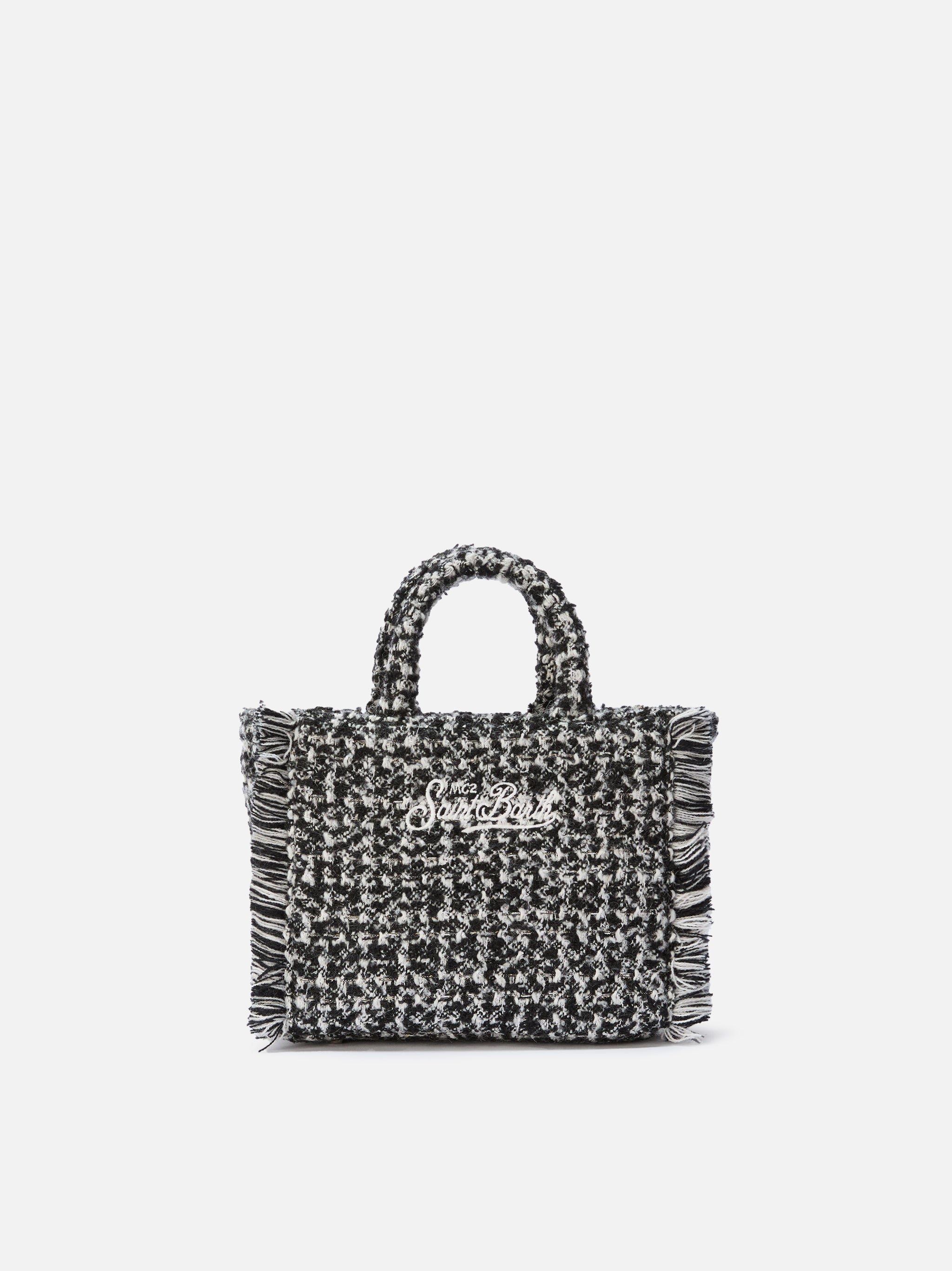 Borsa Vanity Mini Tweed bianco e nero