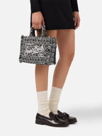 Borsa Vanity Mini Tweed bianco e nero