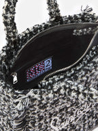 Borsa Vanity Mini Tweed bianco e nero