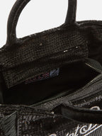 Borsa a mano Vanity Mini Velvet in velluto e paillettes nero